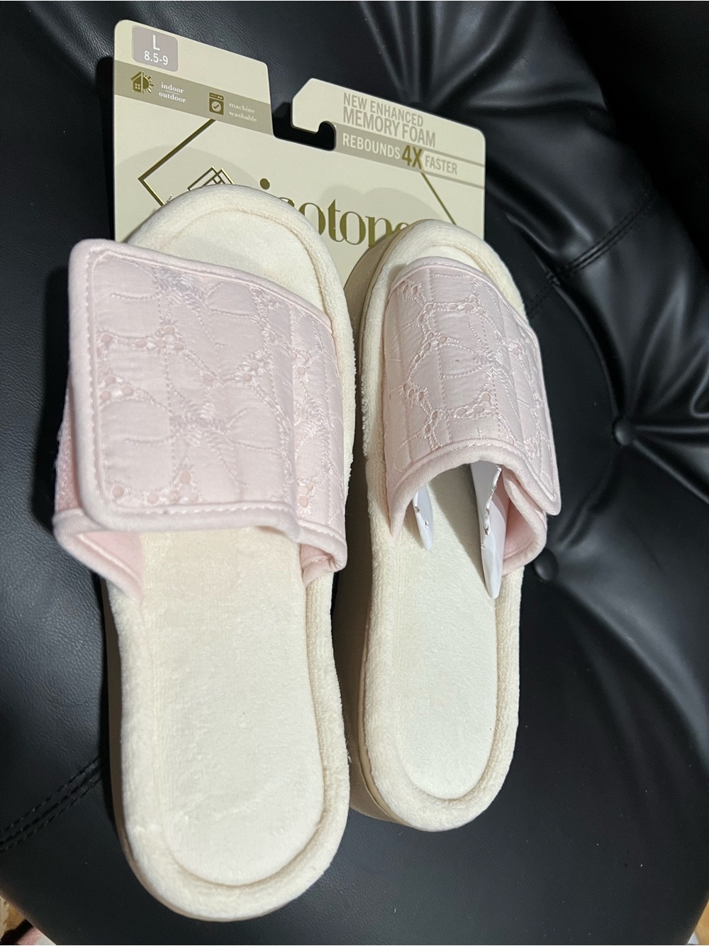 isotoner Light Pink Memory Foam Slide Slippers